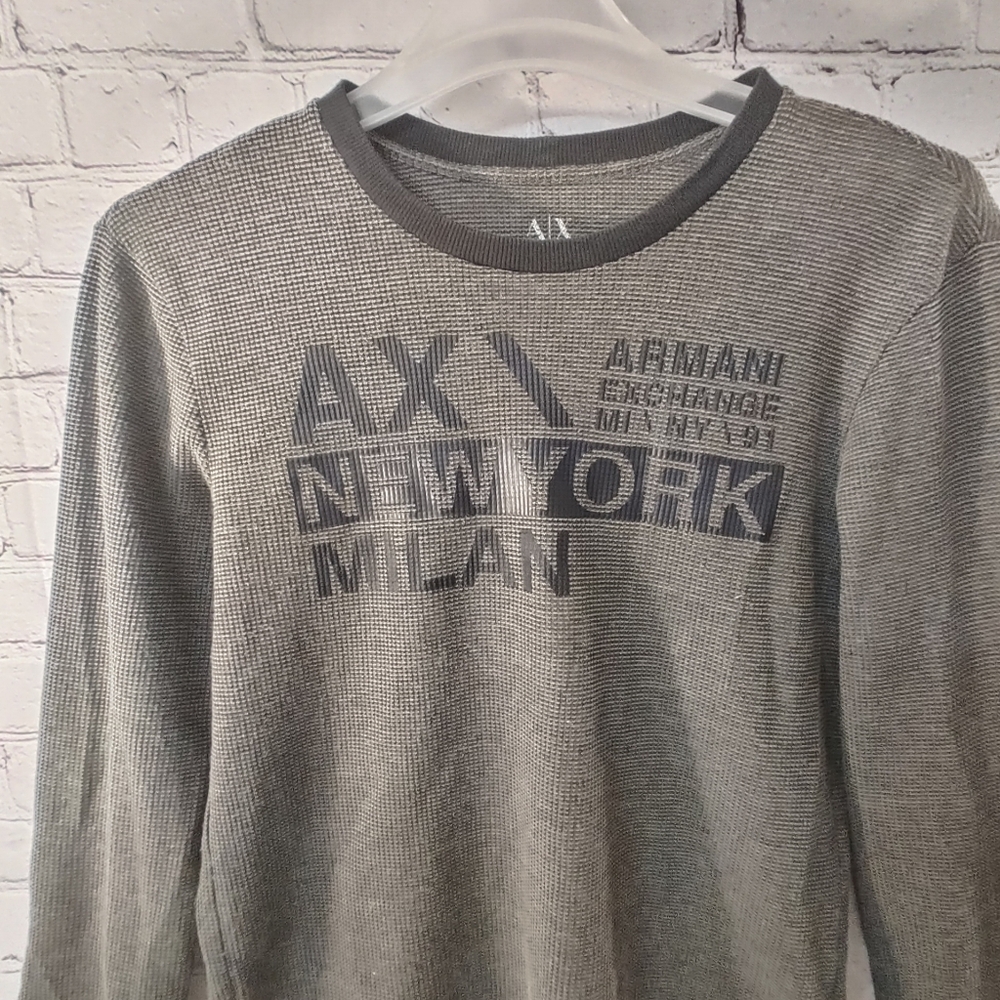 Armani Exchange Mens Waffle Knit Ringer Newyork Milan Pullover Medium Longsleeve - Picture 5 of 11